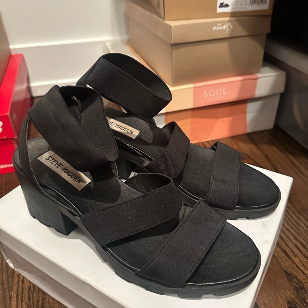Steve Madden Black Strappy Heels